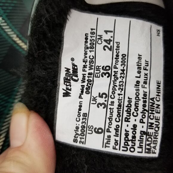 Western Chief "Coreen" Plaid Evergreen Tall Rubber Boots - Picture 6 of 11